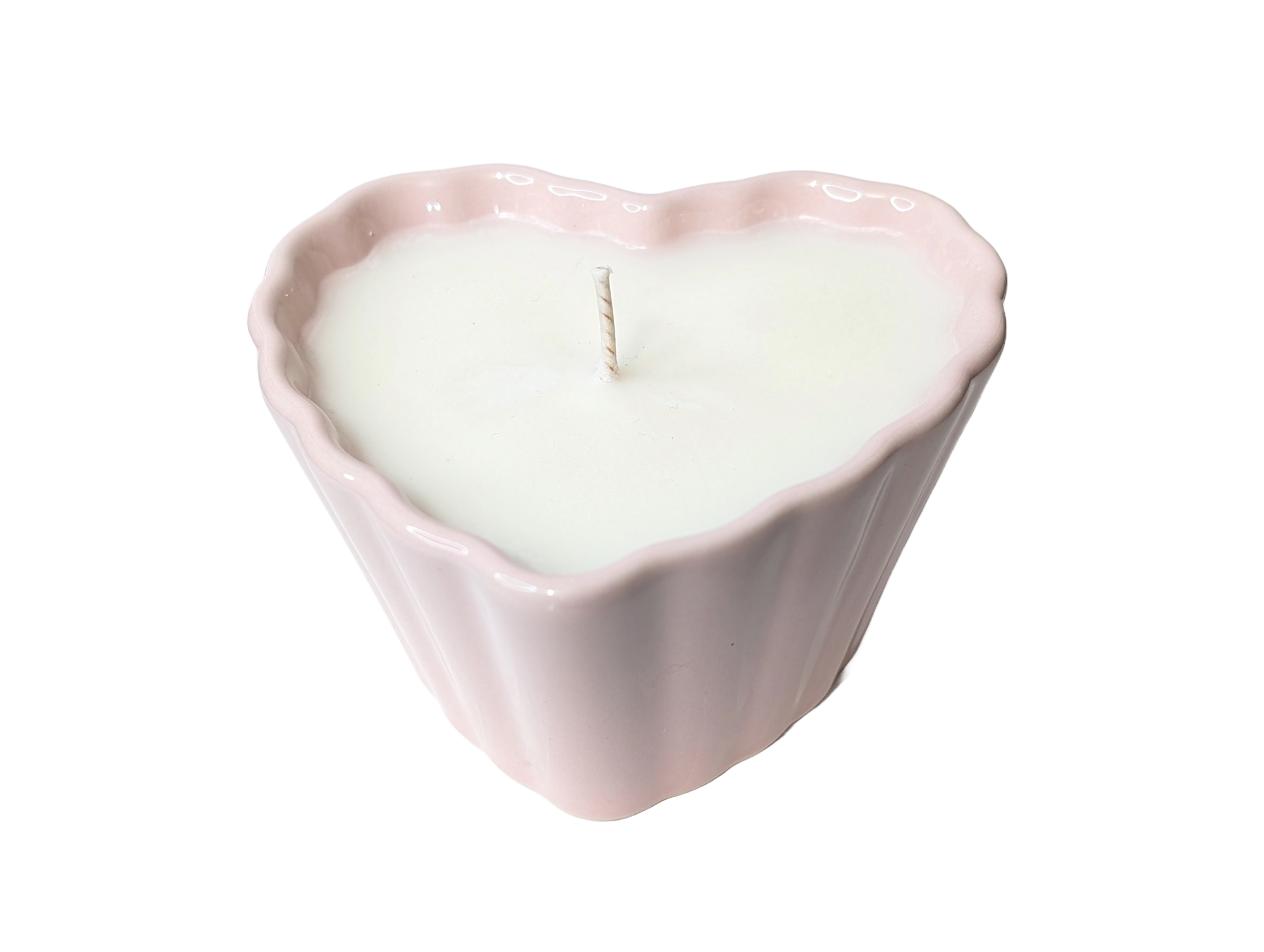 (One) Heart-Shaped Porcelain Candle | Romantic Gift | Choose Pink or Red | Two Enchanting Scents Soy Candle