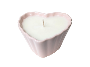 (One) Heart-Shaped Porcelain Candle | Romantic Gift | Choose Pink or Red | Two Enchanting Scents Soy Candle