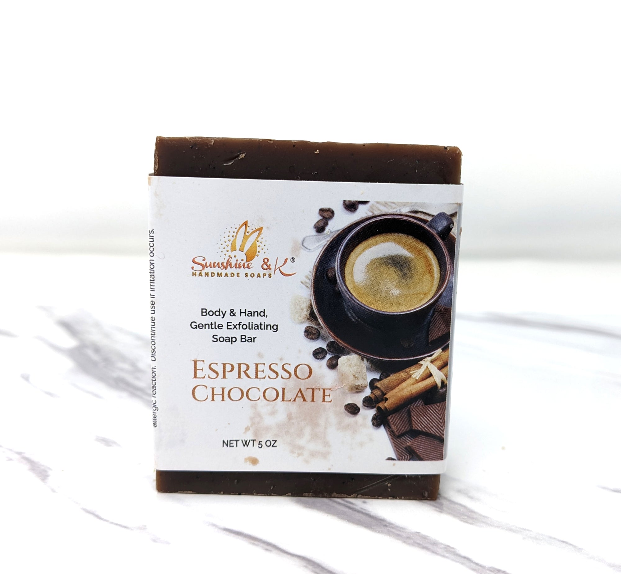 Espresso Chocolate Soap Bar - Non-drying, Long Lasting, Body & Hand, 5 oz | Sunshine & K Handmade Soaps