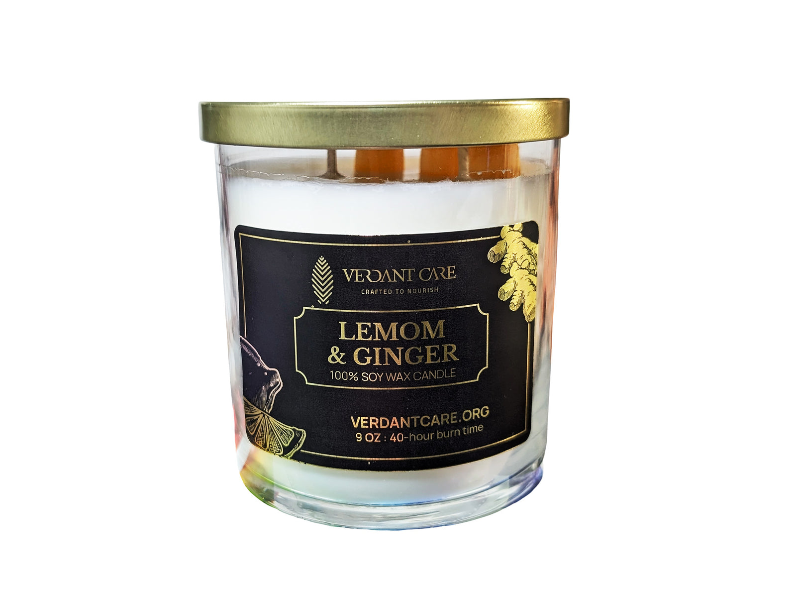 Lemon & Ginger Candle – 12 oz Soy Wax | Lemon, Ginger, Spice