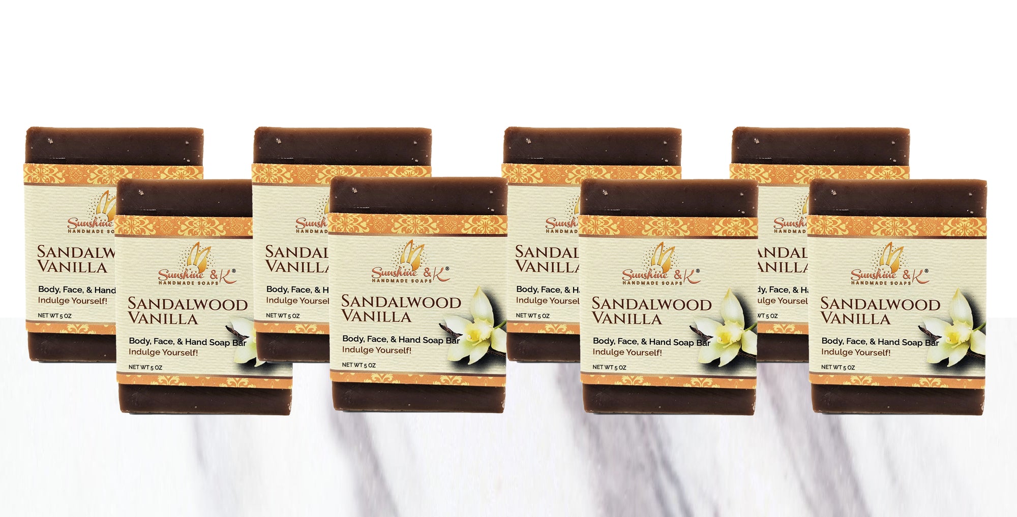 Sandalwood Vanilla Soap Bar - Non-drying, Long Lasting, Body & Hand, 5 oz | Sunshine & K Handmade Soaps