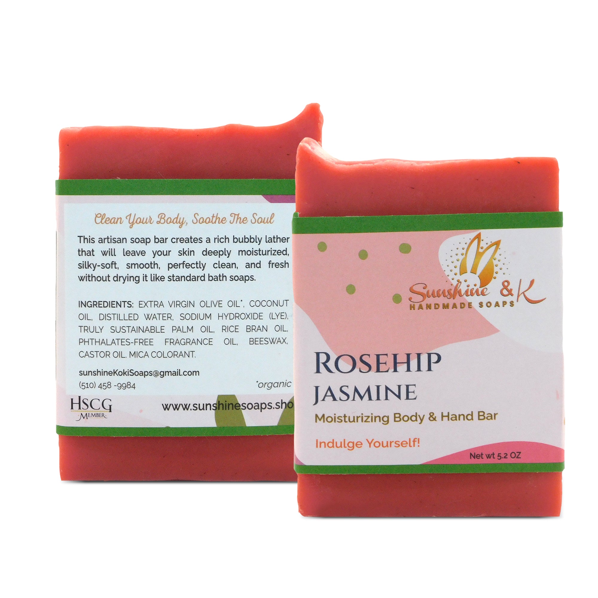 Rosehip Bar Soap - Body & Face Bar Soap, Handmade Bath Soap, Moisturizing Bar Soap With Beeswax, Rice Bran Oil, & Natural Base Oils, Natural Soap Bars, 5 oz, Sunshine & K Handmade Soaps - sunshine-handmade-soaps